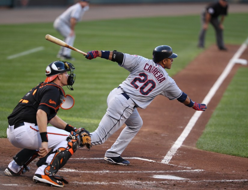 Cleveland Indians second baseman Orlando Cabrera (20)